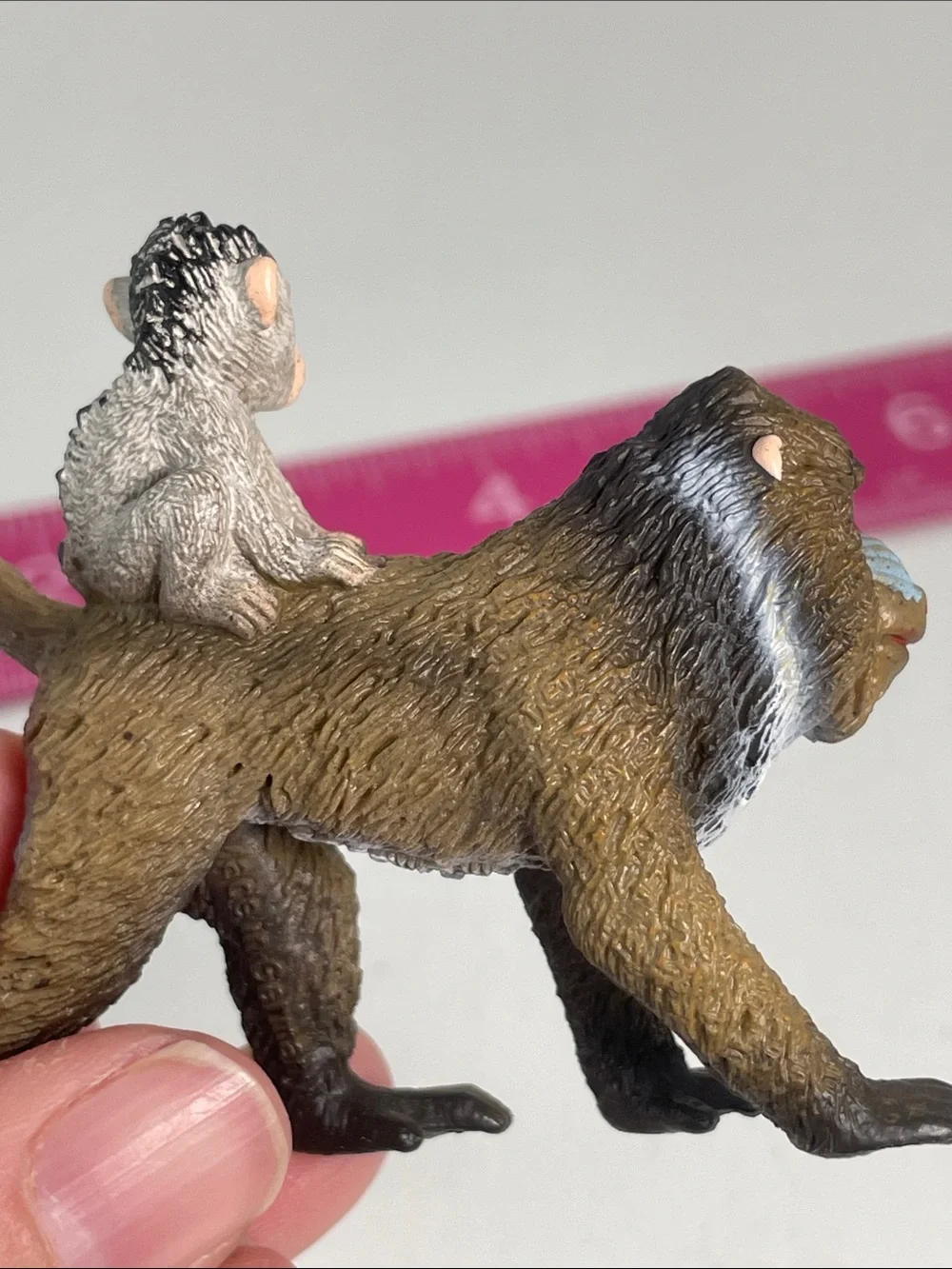 Schleich MANDRILL w/Baby Female Baboon Retired Animal Figure 2013
